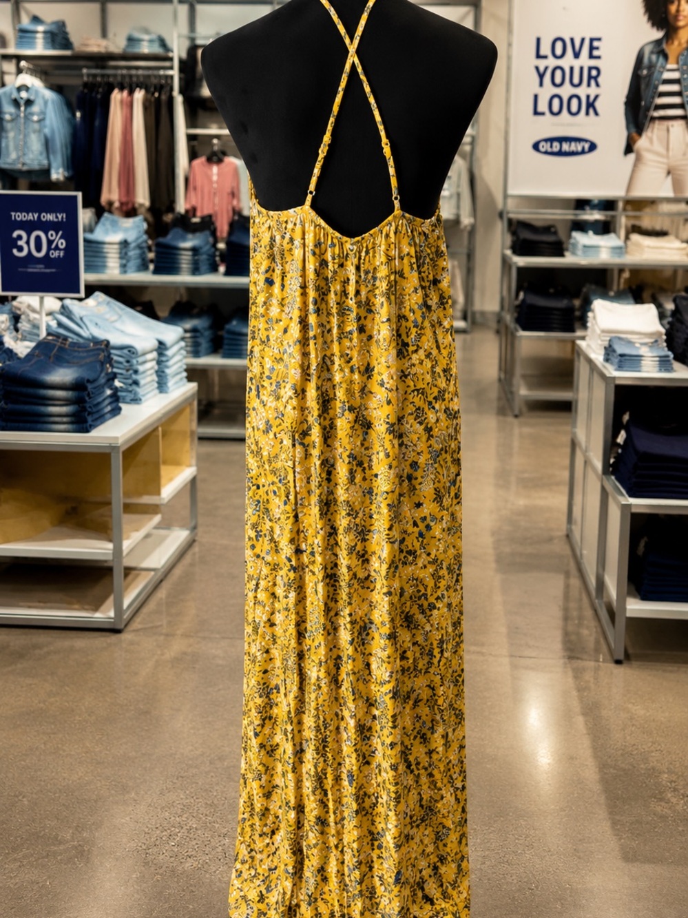 Old Navy Yellow Floral Maxi Slip Dress - Picture 2 of 2